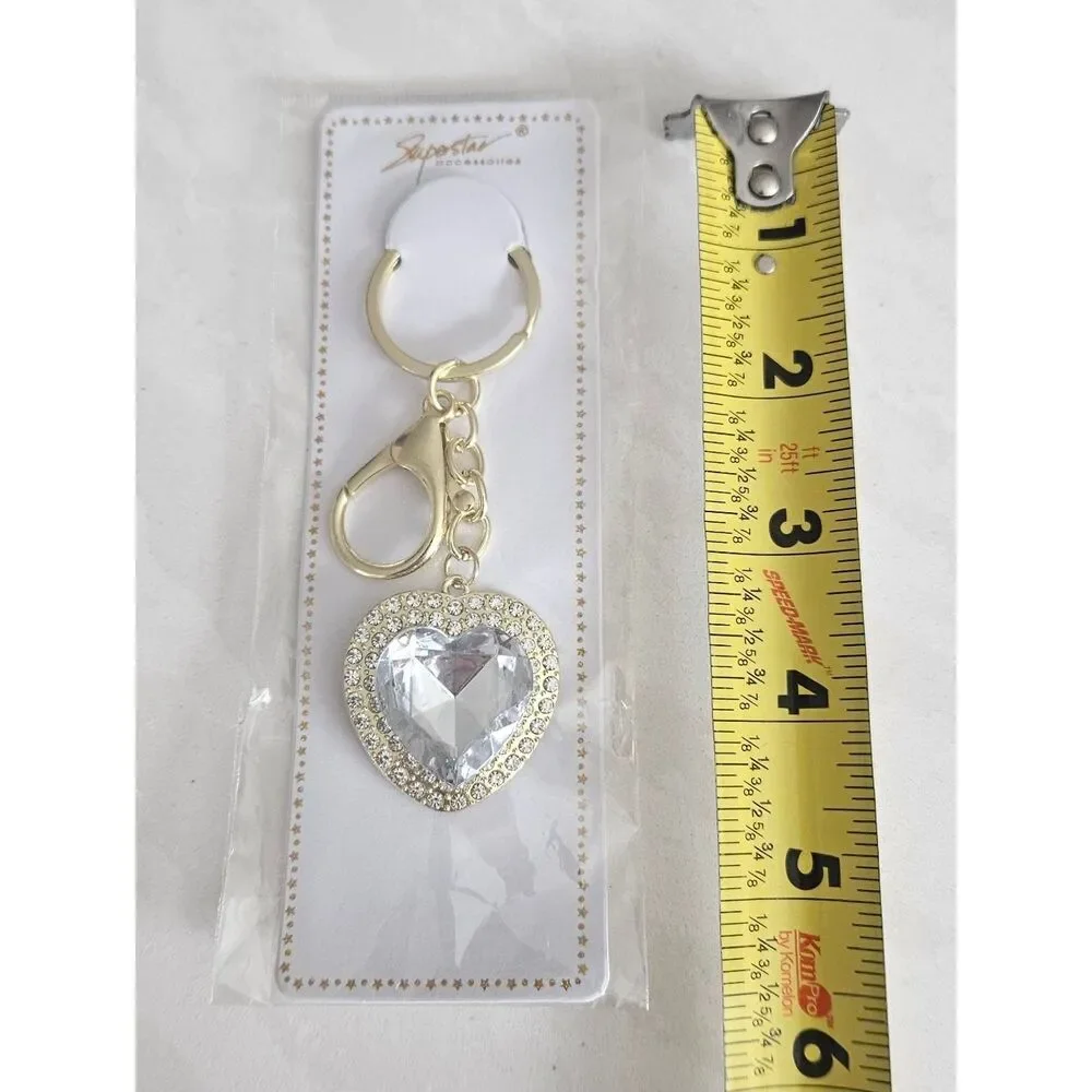 Crystal & Gold Heart Keychain